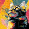 Vivid Pop Cat Portrait