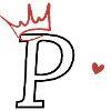 Letter p crown heart