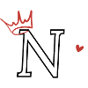 Letter n crown heart