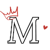 Letter m crown heart