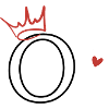 Letter o crown heart