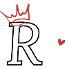 Letter r crown heart