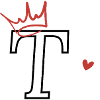 Letter t crown heart