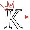 Letter k crown heart