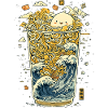 Kawaii noodles in a wave glass