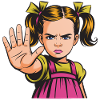 Stop! Angry Girl Cartoon