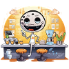 Coffee Robot Barista Cartoon