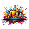 Bunte Stadtsilhouette Explosion