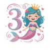 Mermaid 3rd Birthday 3 Years