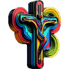 Vibrant Rainbow Cross Pop Art
