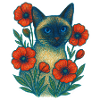 Azure Cat in Poppy Garden