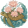 Lotus Turtle on Ocean Waves