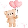 Pastel bear with heart balloons