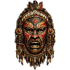 Tribal Fire Mask with Feathers
