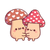 Cute Hugging Mushroom Toadstool Couple