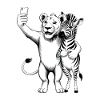 Lion et zèbre