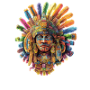 Farbenfrohe Aztekische Federmaske