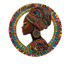 Afrikanische Farb-Silhouette im Kreis