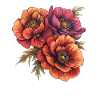 Summer Blossom Illustration in Orange