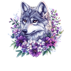 Blumenwolf im Aquarellrahmen