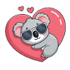 Koala Resting Pink Heart Glasses