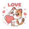Kawaii-Katze trägt Liebesherz