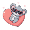 Kawaii Koala on Pink Heart Glasses