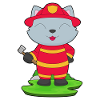 Cat Firefighter Axe Fire Brigade