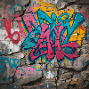 Bunte Graffiti auf Steinwand