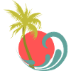 Tropical palm beach, sun and waves