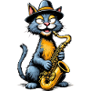 Jazz Cat with Saxophone