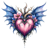 Gothic Floral Winged Heart