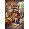 Waschbär Holzhandwerker