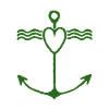 Heart anchor with wavy lines