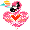 Rosa Flamingo mit Herzsymbol | Süßes Geschenk