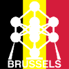 Brussels Atomium – Belgian Flag Square Icon