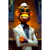 Monkey in suit at bar