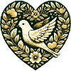 Golden Dove in Floral Heart