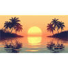 Sunset on tropical island