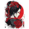 Geisha with red roses