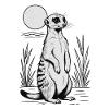 Nocturnal Meerkat Moonlight Sketch
