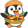 Mignon Pingouin Cartoon Cheeseburger