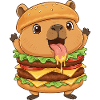 Cute Capybara Cartoon Fast Food Cheeseburger