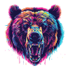 Bunter Bärenkopf Neon Splatter