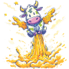Cow rocket launch in milk stream