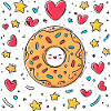 Kawaii Donut with Hearts and Stars