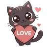 Kawaii Cat Holds Heart LOVE