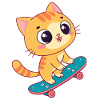 Kawaii kitten on skateboard