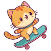Buntes Skateboard-Kätzchen