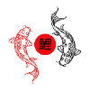 Koi in the red Zen circle